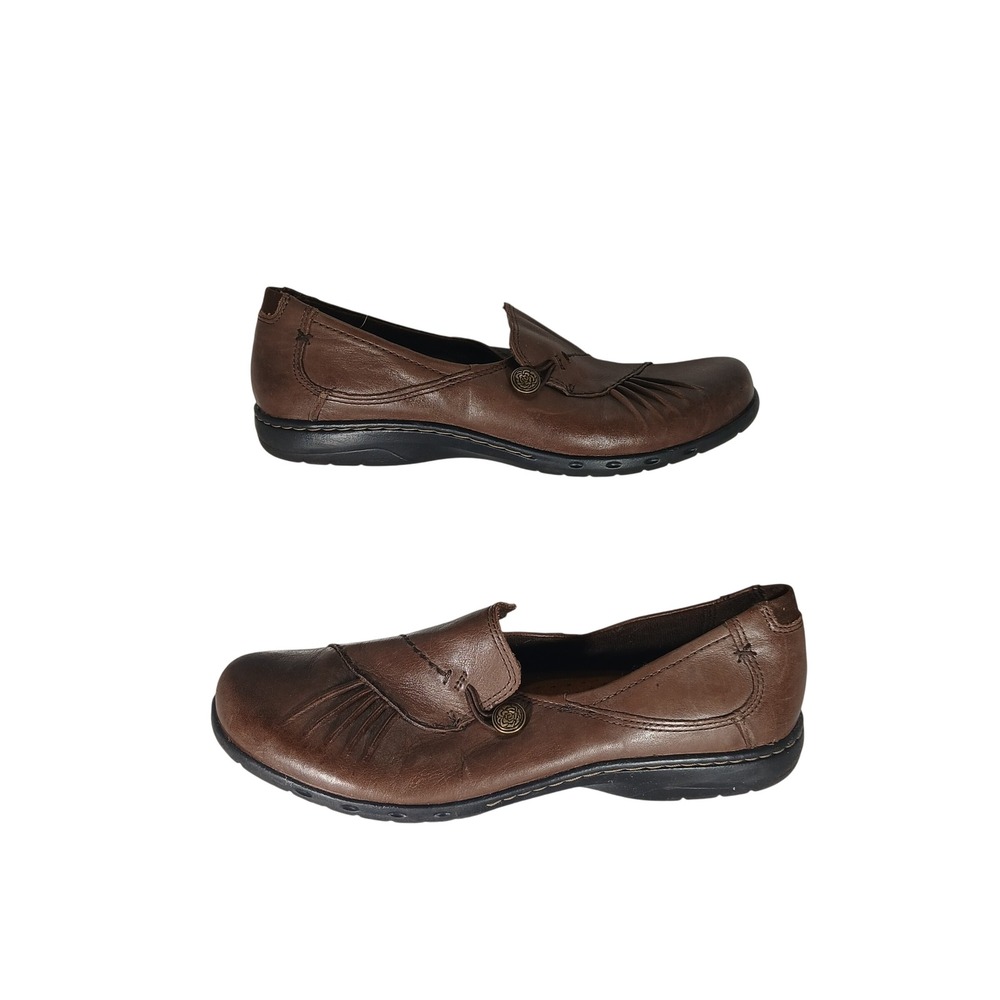 Rockport Cobb Hill Loafers 10 Brown Leather Pleated Slip On Comfort Casual Z966